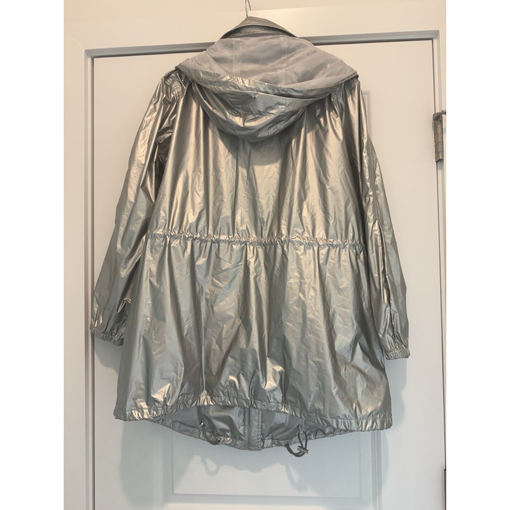 Lauren Ralph Lauren Metallic Silver Hooded Jacket Full Zip Windbreaker Sz 1X - Picture 5 of 12